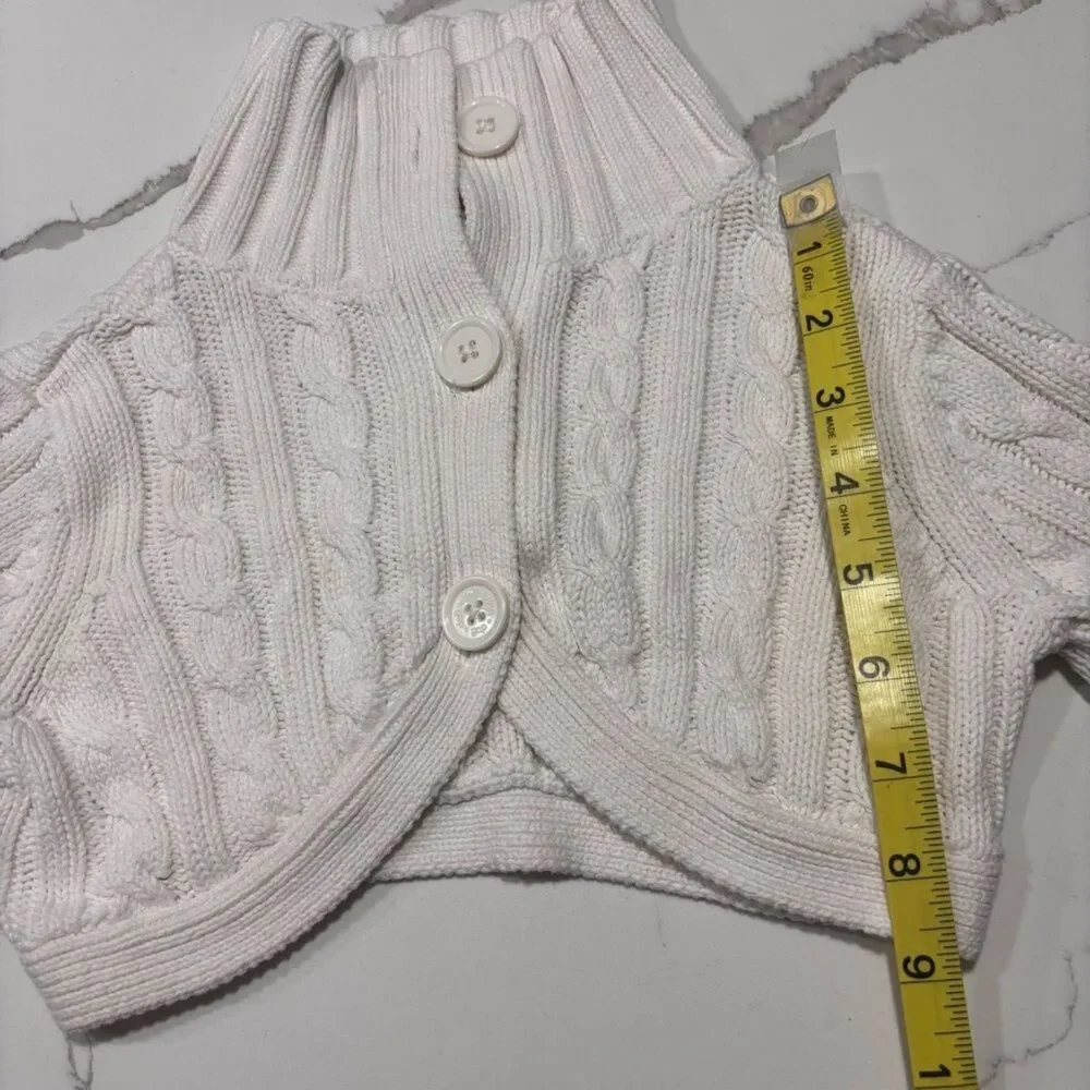 GAP | Girls Ribbed Cream Knit Cropped Button Sweater Size 4/5 XS